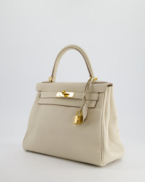 Hermès Kelly 28cm Retourne Bag in Craie Togo Leather with Gold Hardware