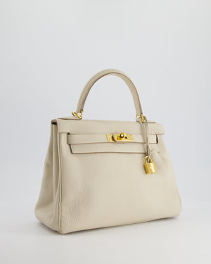 Hermès Kelly 28cm Retourne Bag in Craie Togo Leather with Gold Hardware