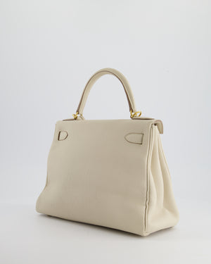 Hermès Kelly 28cm Retourne Bag in Craie Togo Leather with Gold Hardware