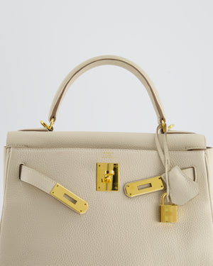 Hermès Kelly 28cm Retourne Bag in Craie Togo Leather with Gold Hardware