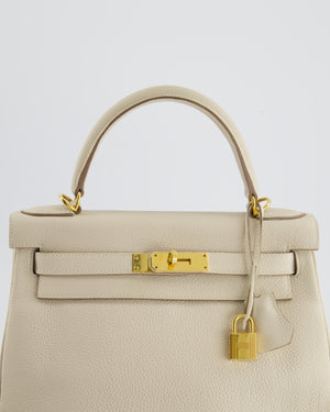 Hermès Kelly 28cm Retourne Bag in Craie Togo Leather with Gold Hardware