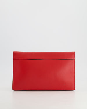 Céline Red Leather and Suede Envelope Pouch Bag with Silver Hardware