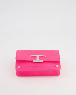 Tod
s Neon Pink Small Leather Belt Bag with Silver Hardware