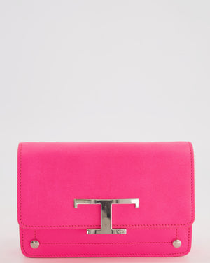 Tod
s Neon Pink Small Leather Belt Bag with Silver Hardware