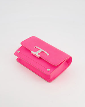 Tod
s Neon Pink Small Leather Belt Bag with Silver Hardware