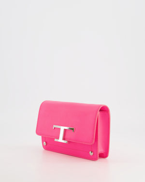 Tod
s Neon Pink Small Leather Belt Bag with Silver Hardware