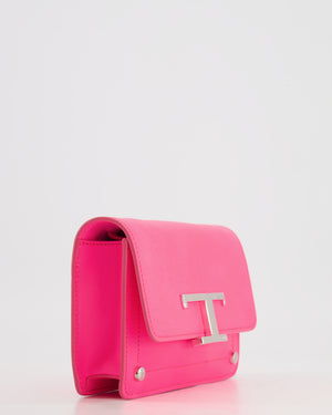 Tod
s Neon Pink Small Leather Belt Bag with Silver Hardware