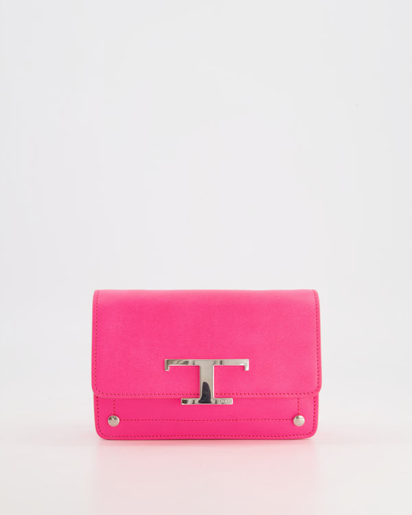 Tod
s Neon Pink Small Leather Belt Bag with Silver Hardware