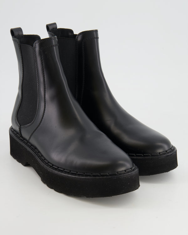 Tod
s Black Leather Chelsea Boots Size EU 39.5 RRP £700