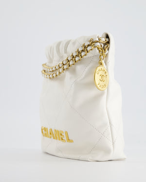 *HOT* Chanel Mini 22 Bag in White Calfskin with Gold Hardware