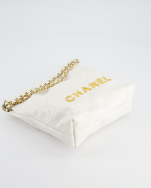 *HOT* Chanel Mini 22 Bag in White Calfskin with Gold Hardware