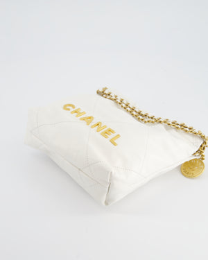 *HOT* Chanel Mini 22 Bag in White Calfskin with Gold Hardware