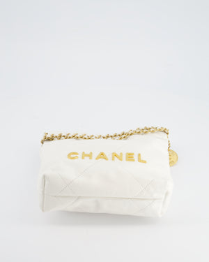 *HOT* Chanel Mini 22 Bag in White Calfskin with Gold Hardware