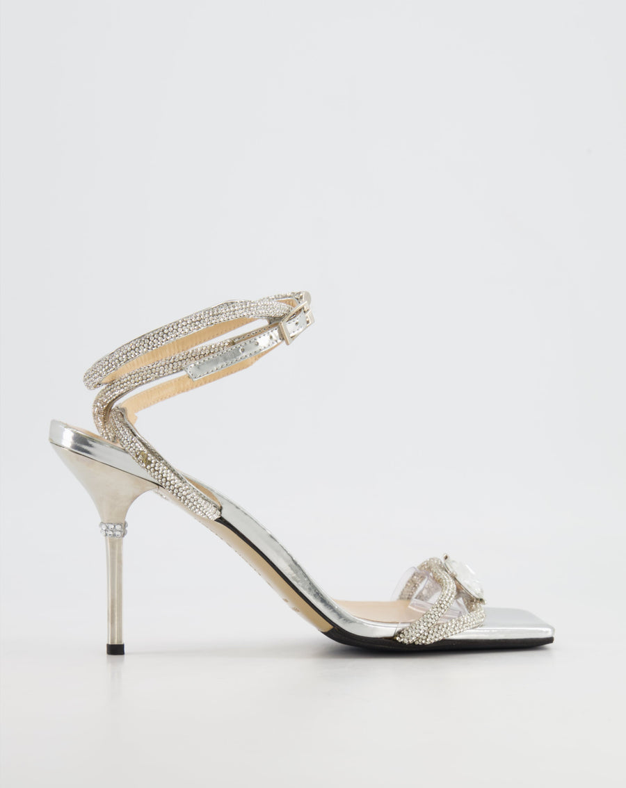 Mach 
Mach Silver Crystal Embellished Ankle Strap Sandals Size EU 39 RRP £850