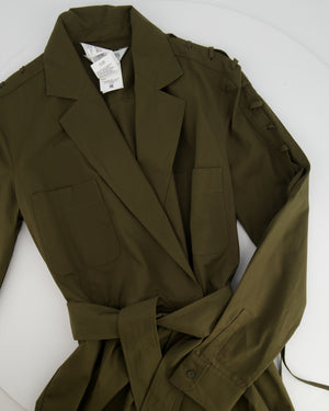 Max Mara Khaki Military Shirt Dress with Belt and Lace Details Size IT 40 (UK 8)