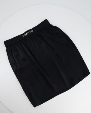 Tom Ford Black Silk Mini Skirt with Logo Detail IT S (UK 6 - 8)