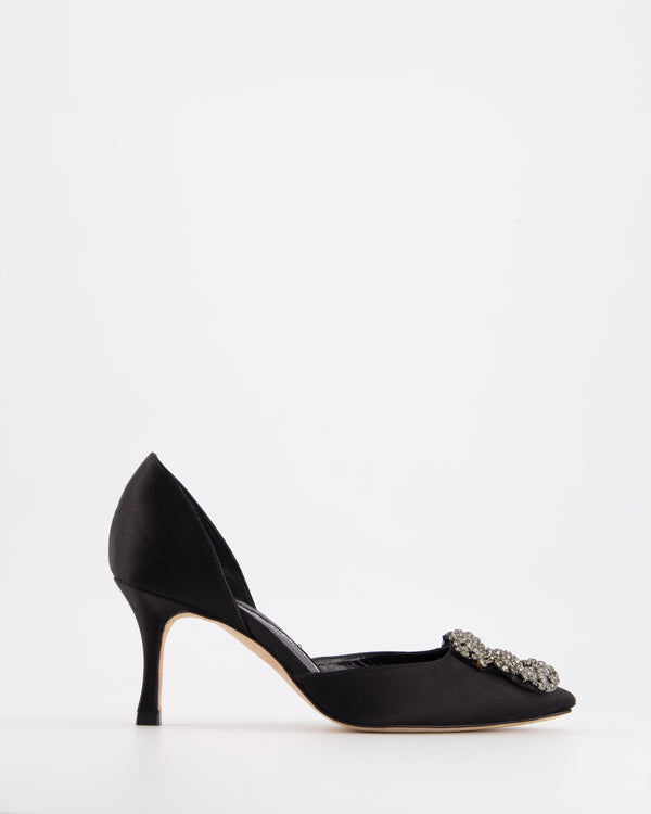 Manolo Blahnik Black Satin High Heel Pump EU 34.5