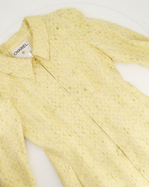 Chanel 01C Yellow Tweed Coat with Zip Detail FR 38 (UK 10)