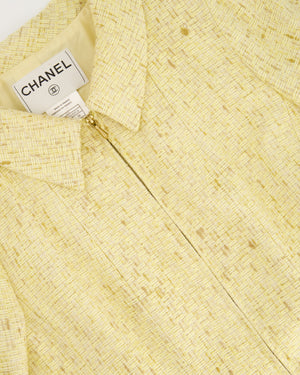 Chanel 01C Yellow Tweed Coat with Zip Detail FR 38 (UK 10)