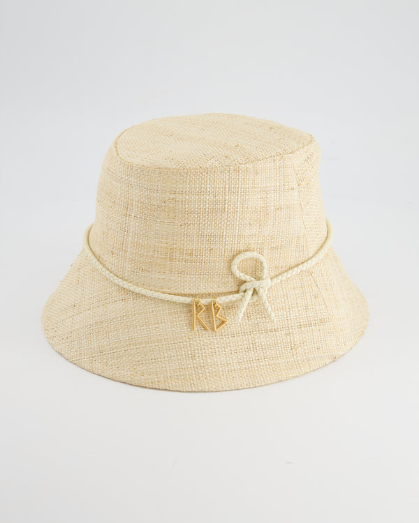 Ruslan Baginskiy Beige Straw Hat with Logo Detail