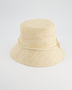 Ruslan Baginskiy Beige Straw Hat with Logo Detail