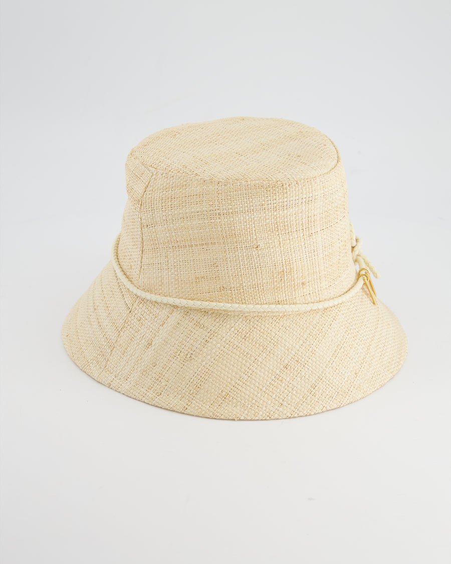 Ruslan Baginskiy Beige Straw Hat with Logo Detail