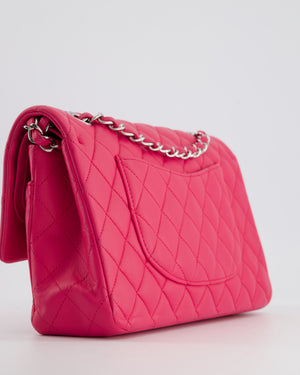 Chanel Hot Barbie Pink Medium Classic Double Flap Bag in Lambskin Leather with  Silver Hardware