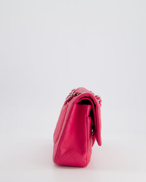 Chanel Hot Barbie Pink Medium Classic Double Flap Bag in Lambskin Leather with  Silver Hardware