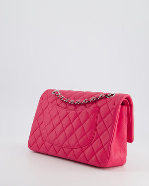 Chanel Hot Barbie Pink Medium Classic Double Flap Bag in Lambskin Leather with  Silver Hardware