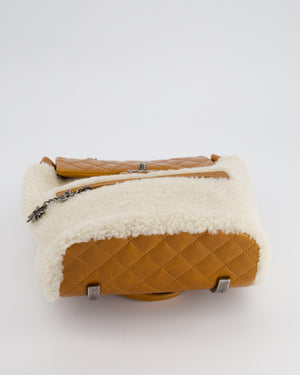 Chanel Cream and Caramel Shearling and Calfskin Leather Backpack with Ruthenium Hardware and Charm Zips