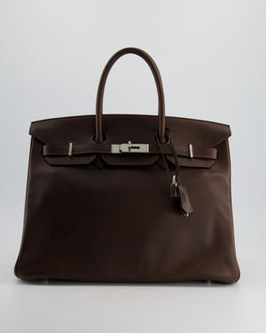 Hermès Birkin 35cm Bag in Chocolate Novillo Leather with Palladium Hardware