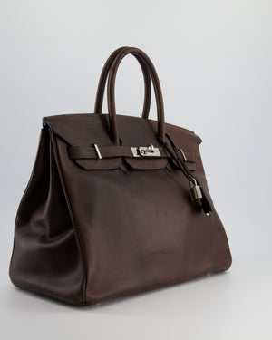 Hermès Birkin 35cm Bag in Chocolate Novillo Leather with Palladium Hardware