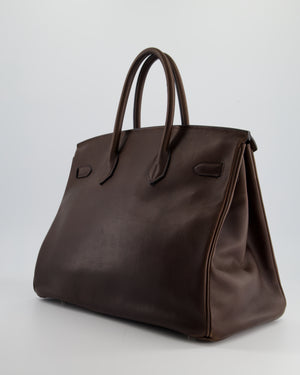 Hermès Birkin 35cm Bag in Chocolate Novillo Leather with Palladium Hardware