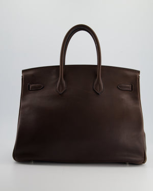 Hermès Birkin 35cm Bag in Chocolate Novillo Leather with Palladium Hardware