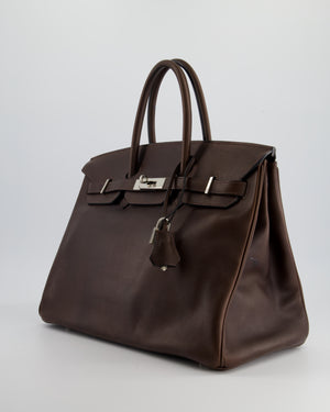 Hermès Birkin 35cm Bag in Chocolate Novillo Leather with Palladium Hardware