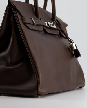 Hermès Birkin 35cm Bag in Chocolate Novillo Leather with Palladium Hardware