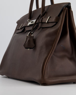 Hermès Birkin 35cm Bag in Chocolate Novillo Leather with Palladium Hardware