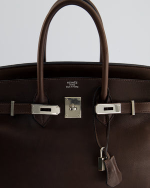 Hermès Birkin 35cm Bag in Chocolate Novillo Leather with Palladium Hardware