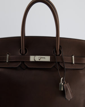 Hermès Birkin 35cm Bag in Chocolate Novillo Leather with Palladium Hardware