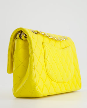 Chanel Canary Yellow Medium Classic Double Flap Bag in Lambskin Leather with Gold Hardware