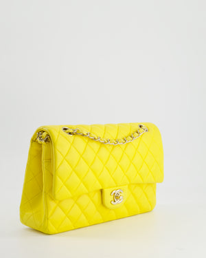 Chanel Canary Yellow Medium Classic Double Flap Bag in Lambskin Leather with Gold Hardware