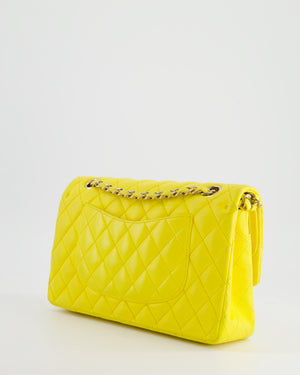 Chanel Canary Yellow Medium Classic Double Flap Bag in Lambskin Leather with Gold Hardware