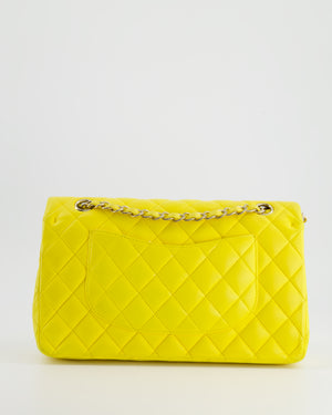 Chanel Canary Yellow Medium Classic Double Flap Bag in Lambskin Leather with Gold Hardware