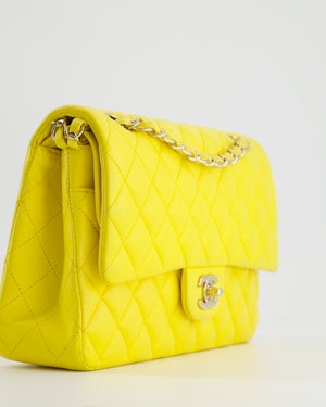 Chanel Canary Yellow Medium Classic Double Flap Bag in Lambskin Leather with Gold Hardware