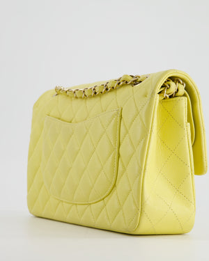 Chanel Sorbet Yellow Medium Classic Double Flap Bag in Caviar Leather with Champagne Gold Hardware