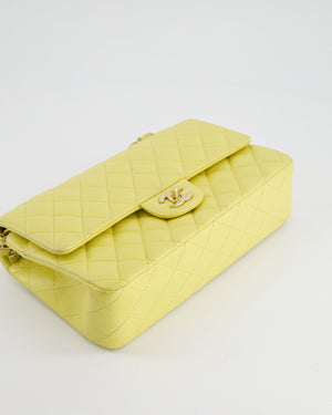 Chanel Sorbet Yellow Medium Classic Double Flap Bag in Caviar Leather with Champagne Gold Hardware