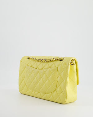 Chanel Sorbet Yellow Medium Classic Double Flap Bag in Caviar Leather with Champagne Gold Hardware