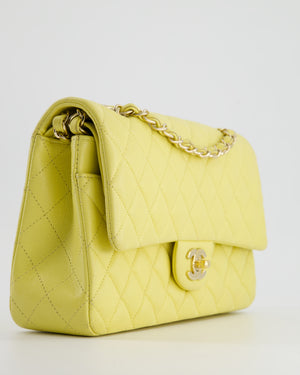 Chanel Sorbet Yellow Medium Classic Double Flap Bag in Caviar Leather with Champagne Gold Hardware