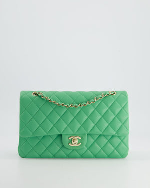 Chanel Mint Green Medium Classic Double Flap in Caviar Leather with Champagne Gold Hardware