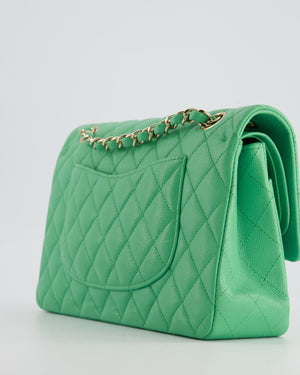 Chanel Mint Green Medium Classic Double Flap in Caviar Leather with Champagne Gold Hardware